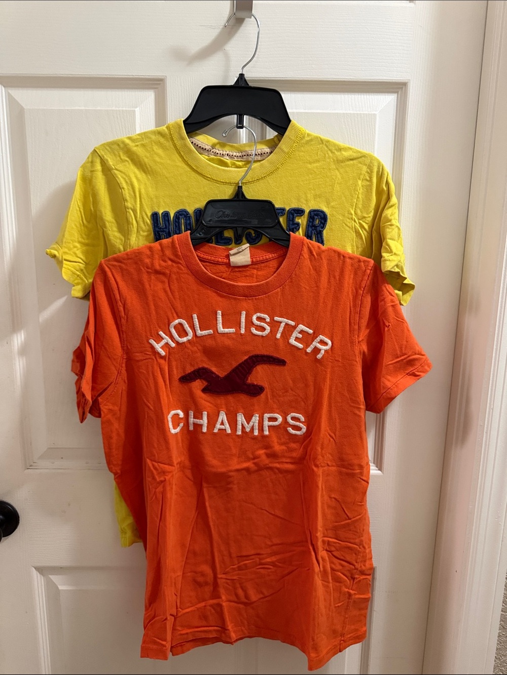 Hollister Orange and Yellow Graphic Tees